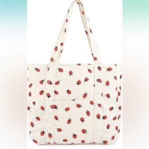 Strawberry Corduroy Tote Bag